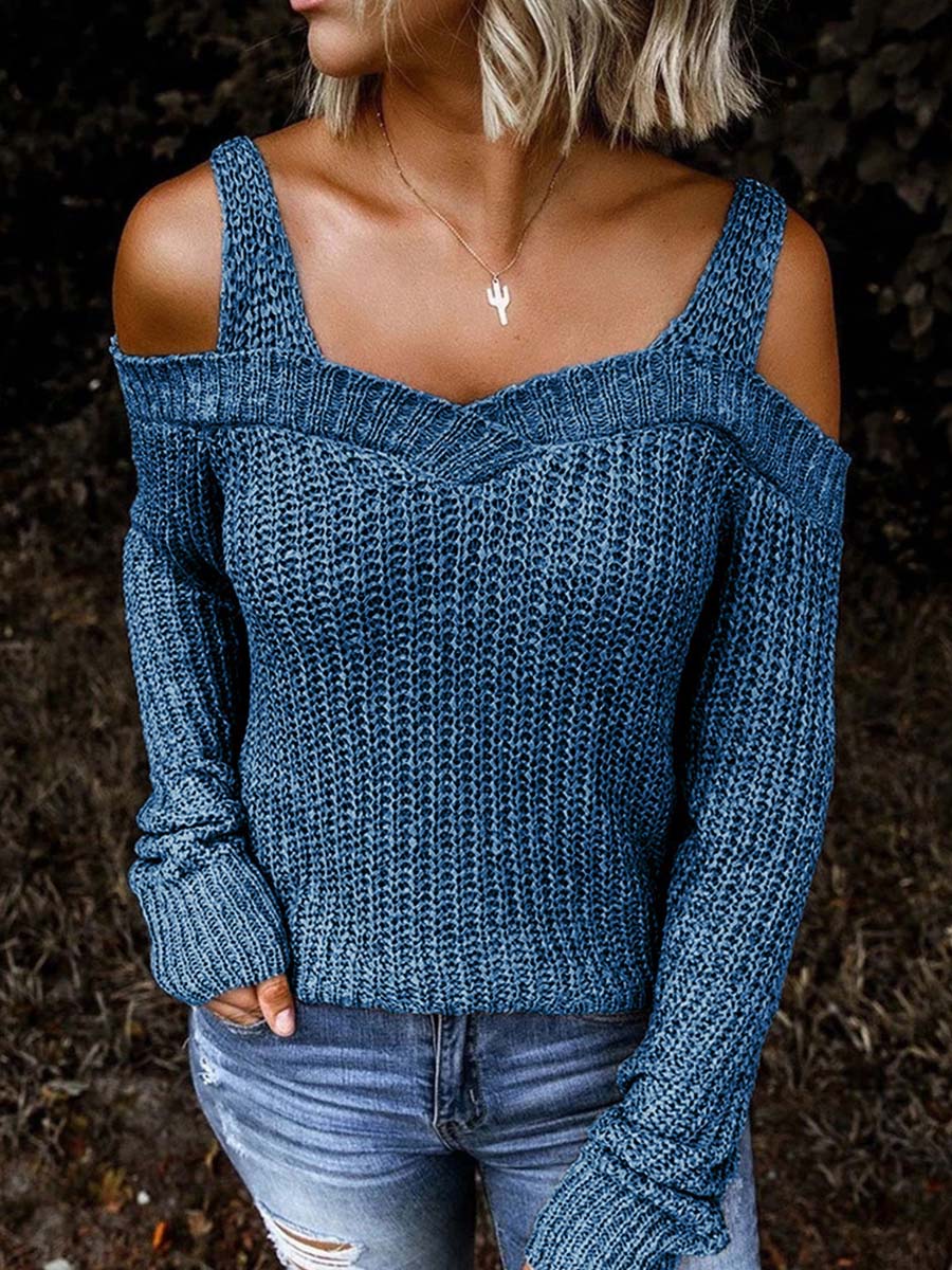 Lunimesd off-Shoulder Knitted Sweater