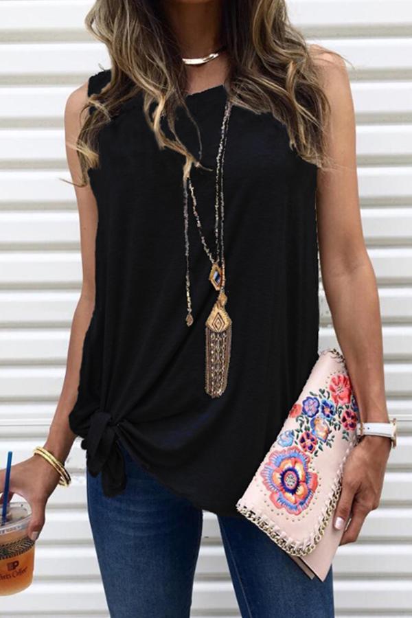 Lunimesd Sleeveless Solid Color Round Collar  Vest