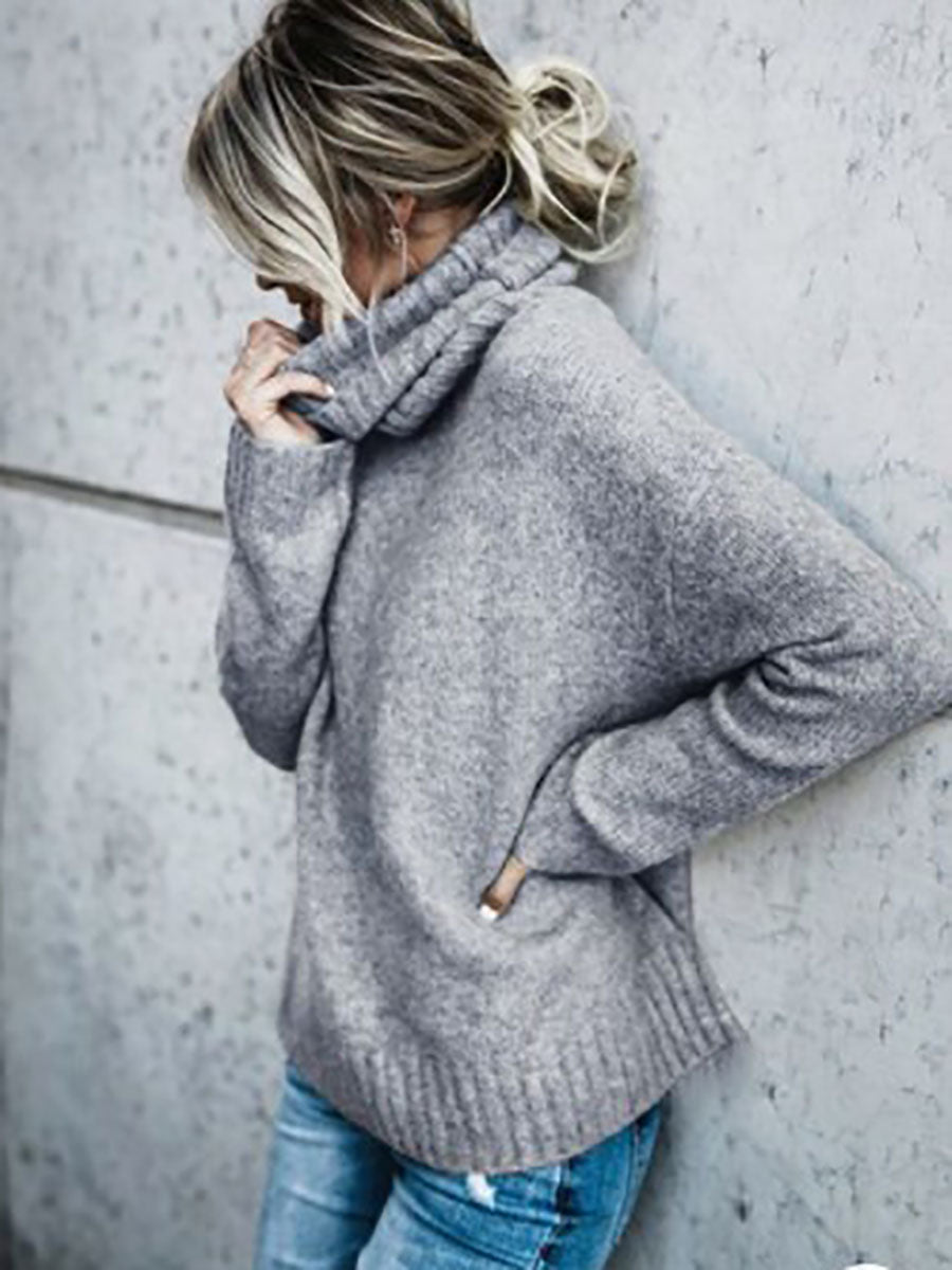 Lunimesd Solid Color Turtleneck Long Sleeve Sweater(6 colors)