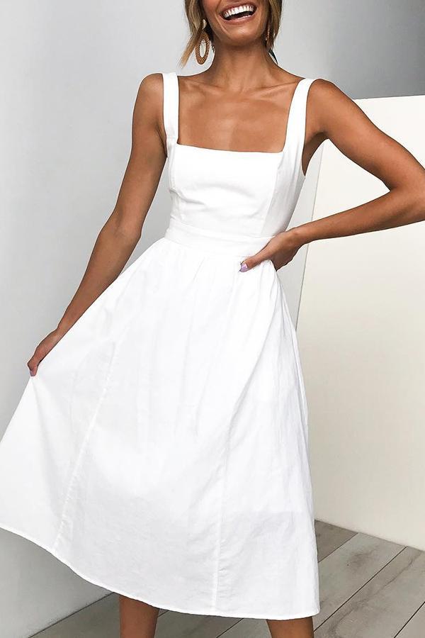 Lunimesd Sleeveless Solid Color Regular Fit Casual Wear Dress