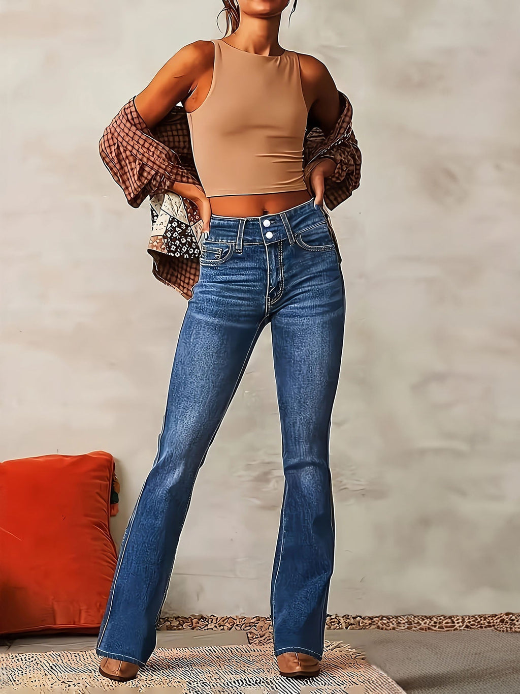 Stretch Denim Flare Jeans