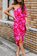 Lunimesd One shoulder Tulip Hem Printed Dress