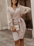 Lunimesd Lace V-Neck Knitted Dress