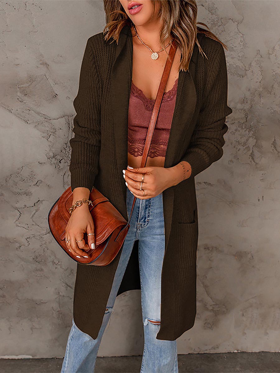 Lunimesd Solid Color Hooded Sweater Jacket