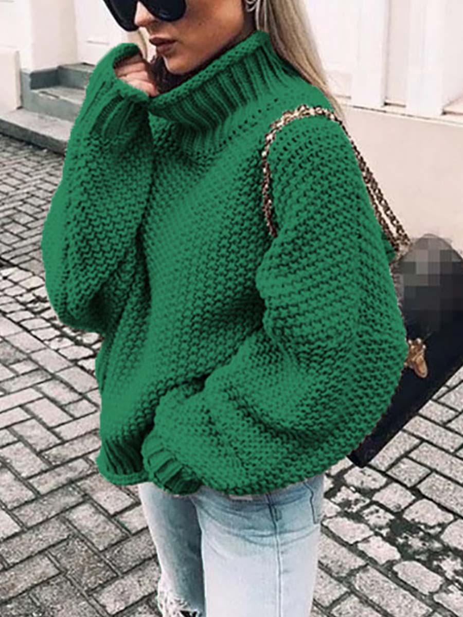 Lunimesd Turtleneck Bat Sleeve Warm Sweater