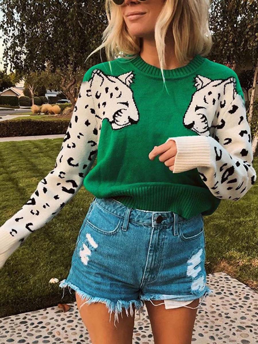Lunimesd Snow Leopard Knit Sweater