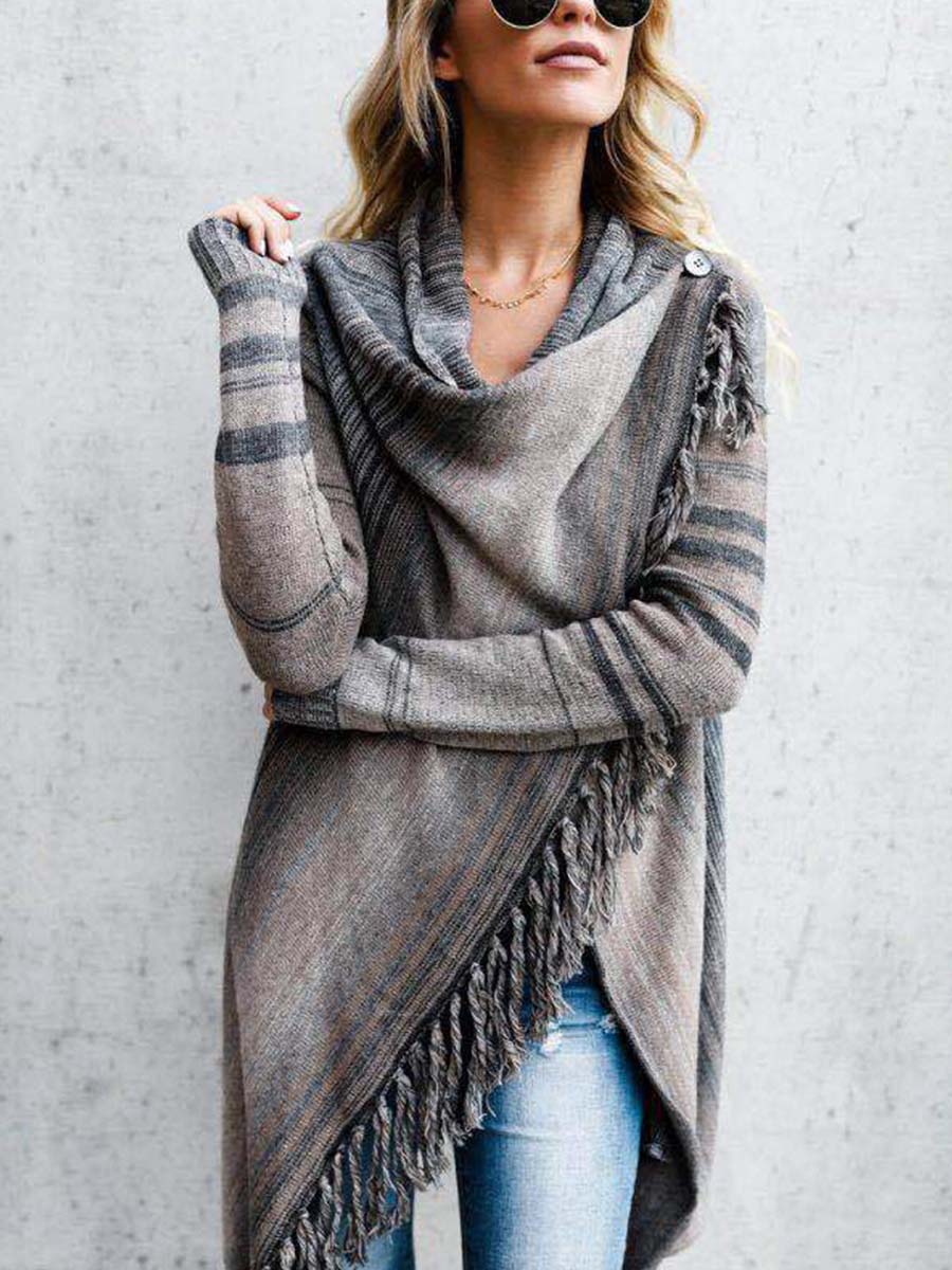 Lunimesd Striped Shawl Sweater