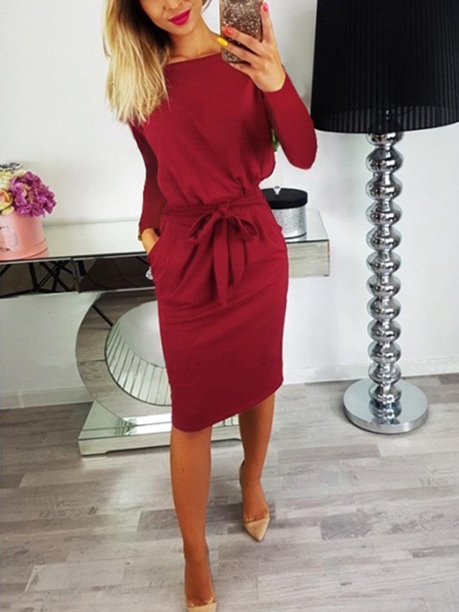 Lunimesd Midi Dress With Belt