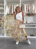 Mesh Lemon Printed Skirt