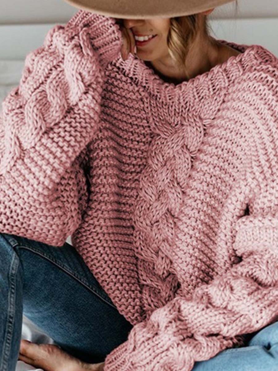 Lunimesd Solid Color Knitted Sweater