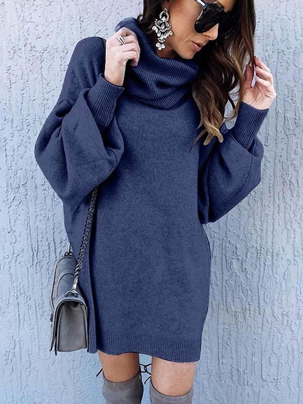 Lunimesd Loose-Fit Turtleneck Dress