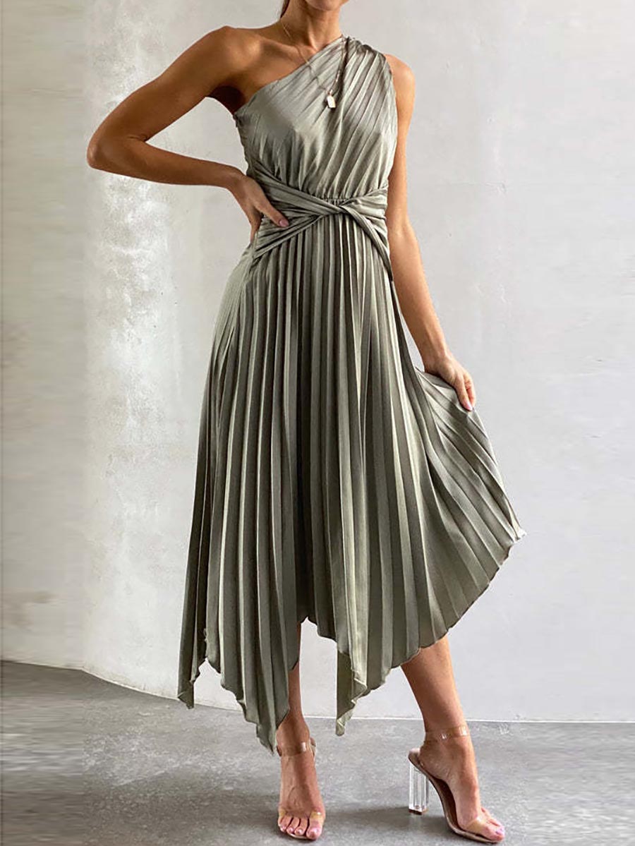 Lunimesd Solid Color Pleated Dress(7 Colors)