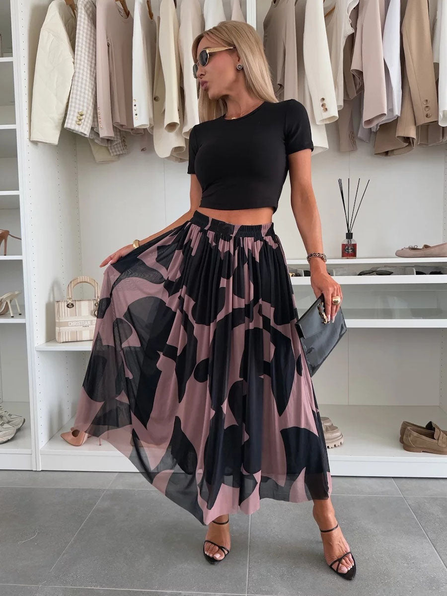 Abstract Flow Pleated Skirt
