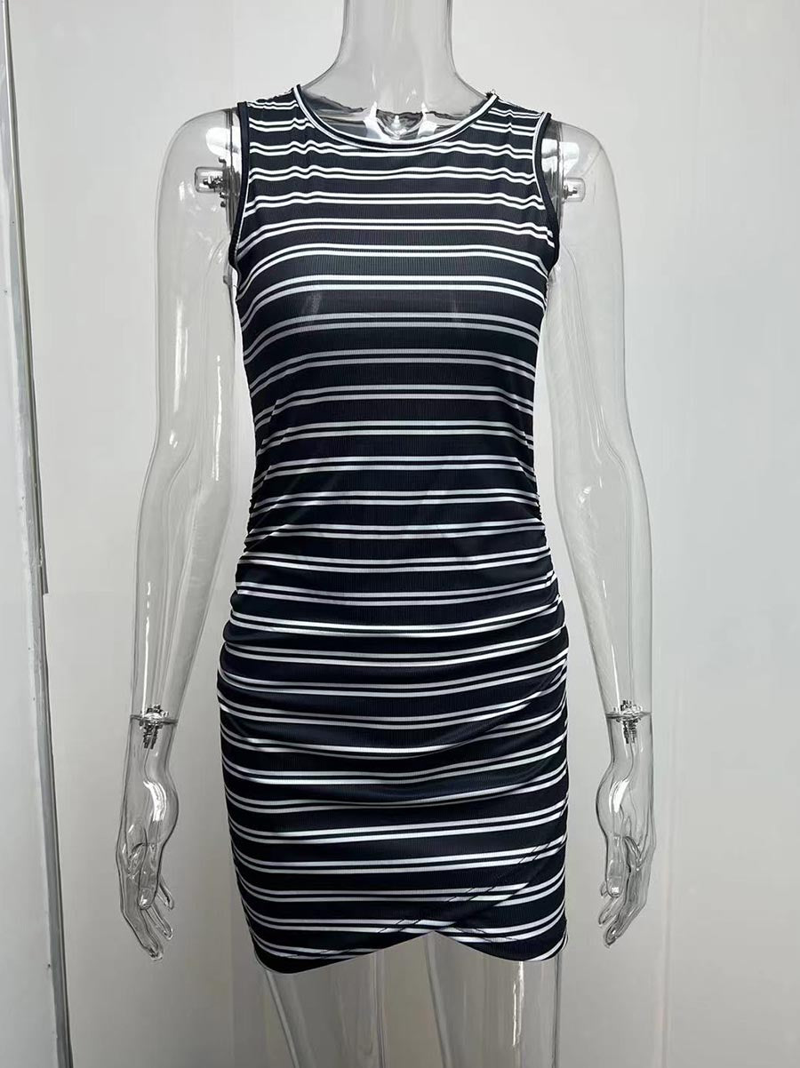 Lunimesd Striped Round Neck Dress(8 Colors)