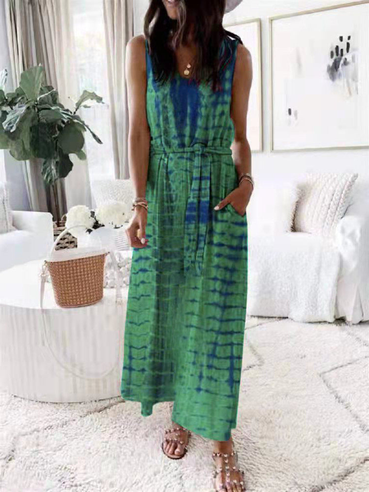 Lunimesd Elastic Waist Sleeveless Casual Maxi Dress