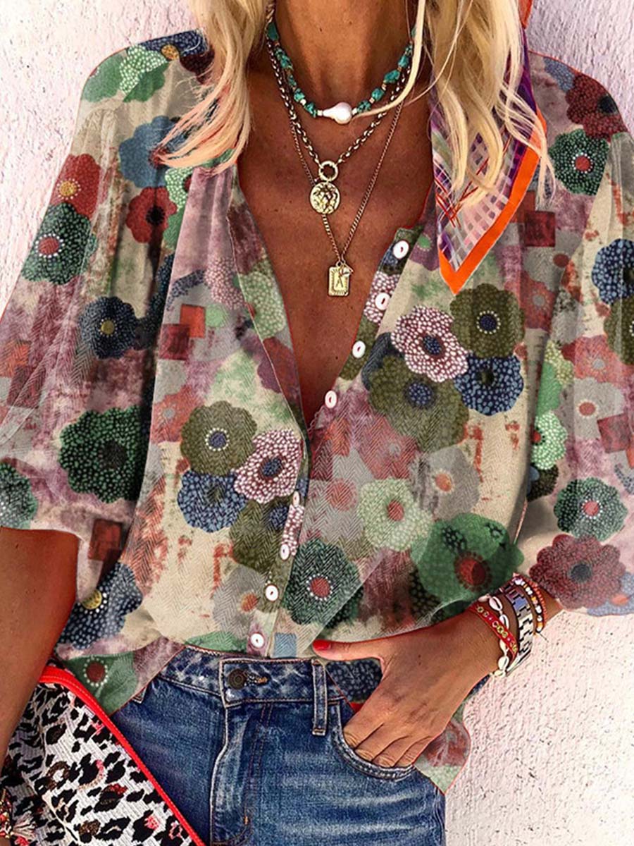 Lunimesd Lapel Print Shirt