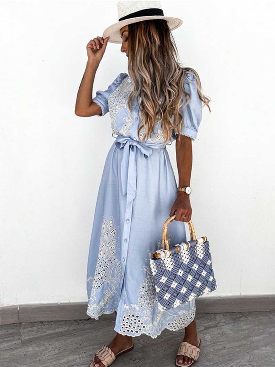 Lunimesd  Printed Belt Tunic Dress