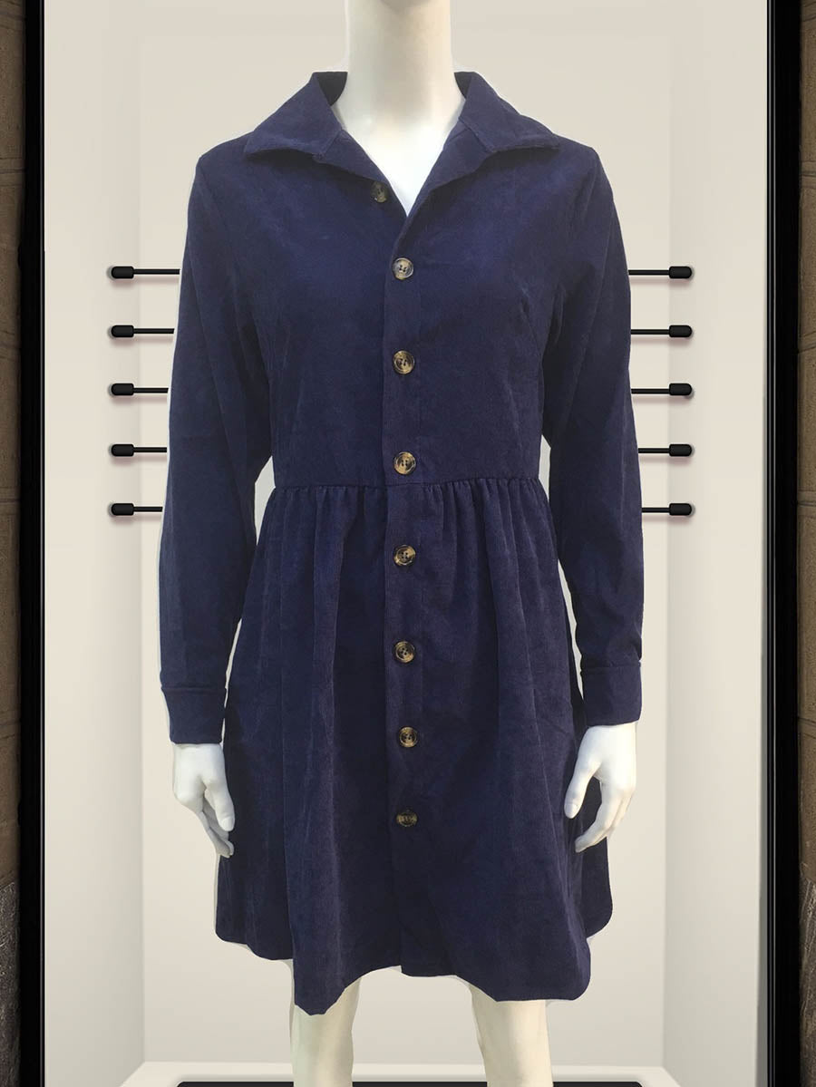 Lunimesd Single-Breasted Long-Sleeved Dress(4 colors)