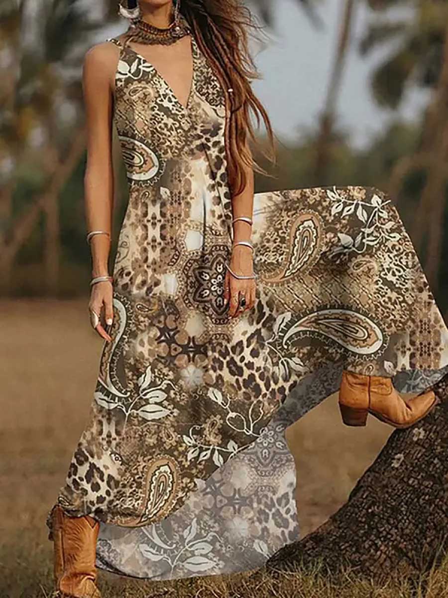 Lunimesd V-Neck Printed Camisole Dress