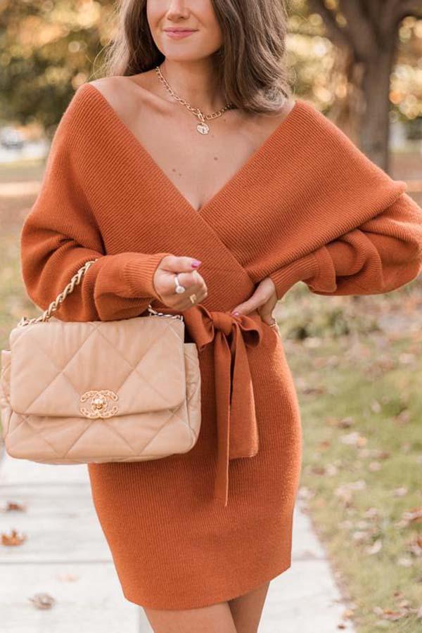 Lunimesd Future Happiness Chelsea Wrap Sweater Dress