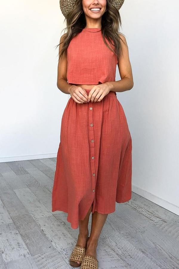 Lunimesd Tank Button Down Dress Set