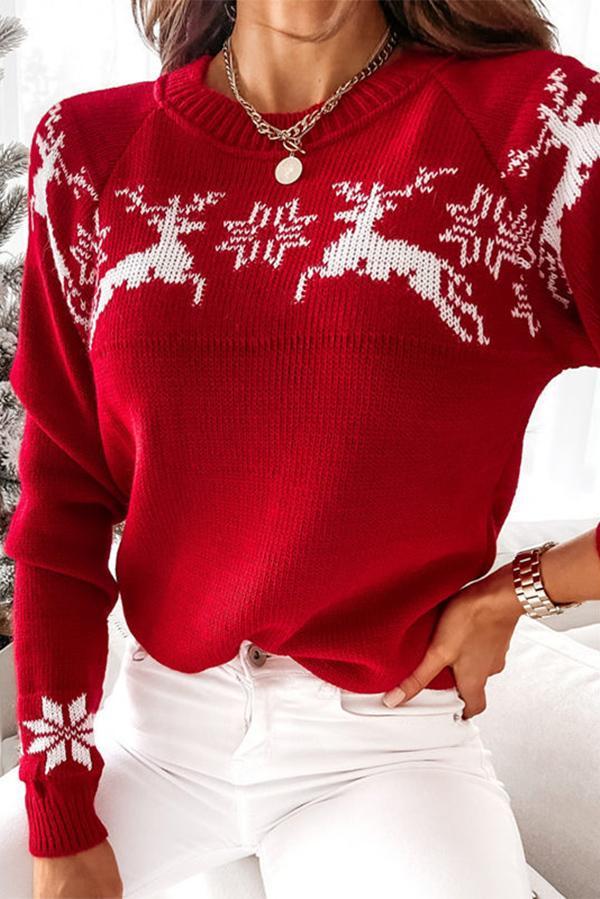 Christmas Snowflake Long-sleeved Knitted Sweater