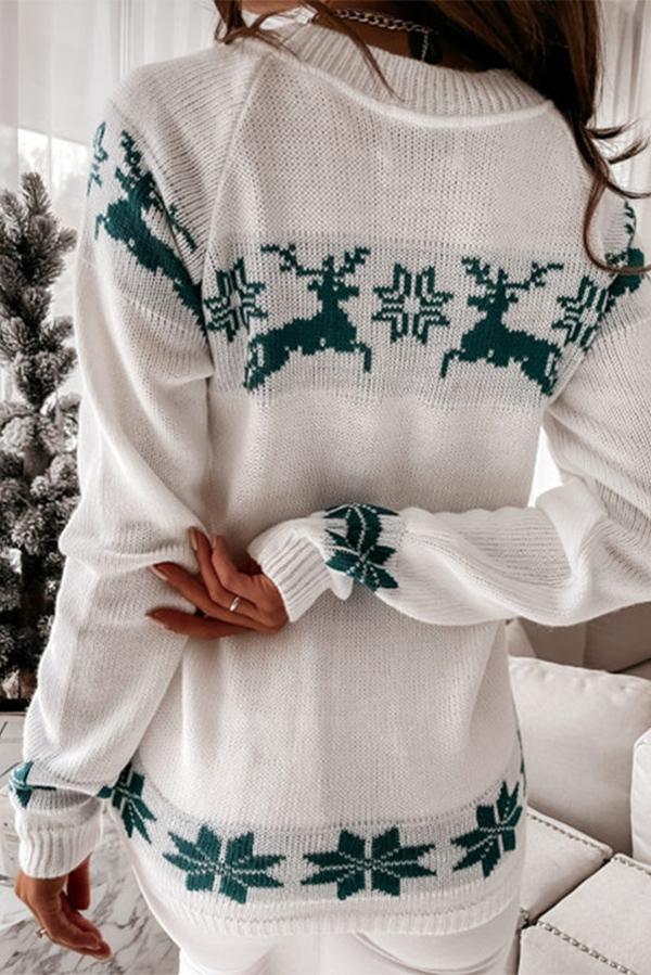 Lunimesd Christmas Snowflake Long-sleeved Knitted Sweater