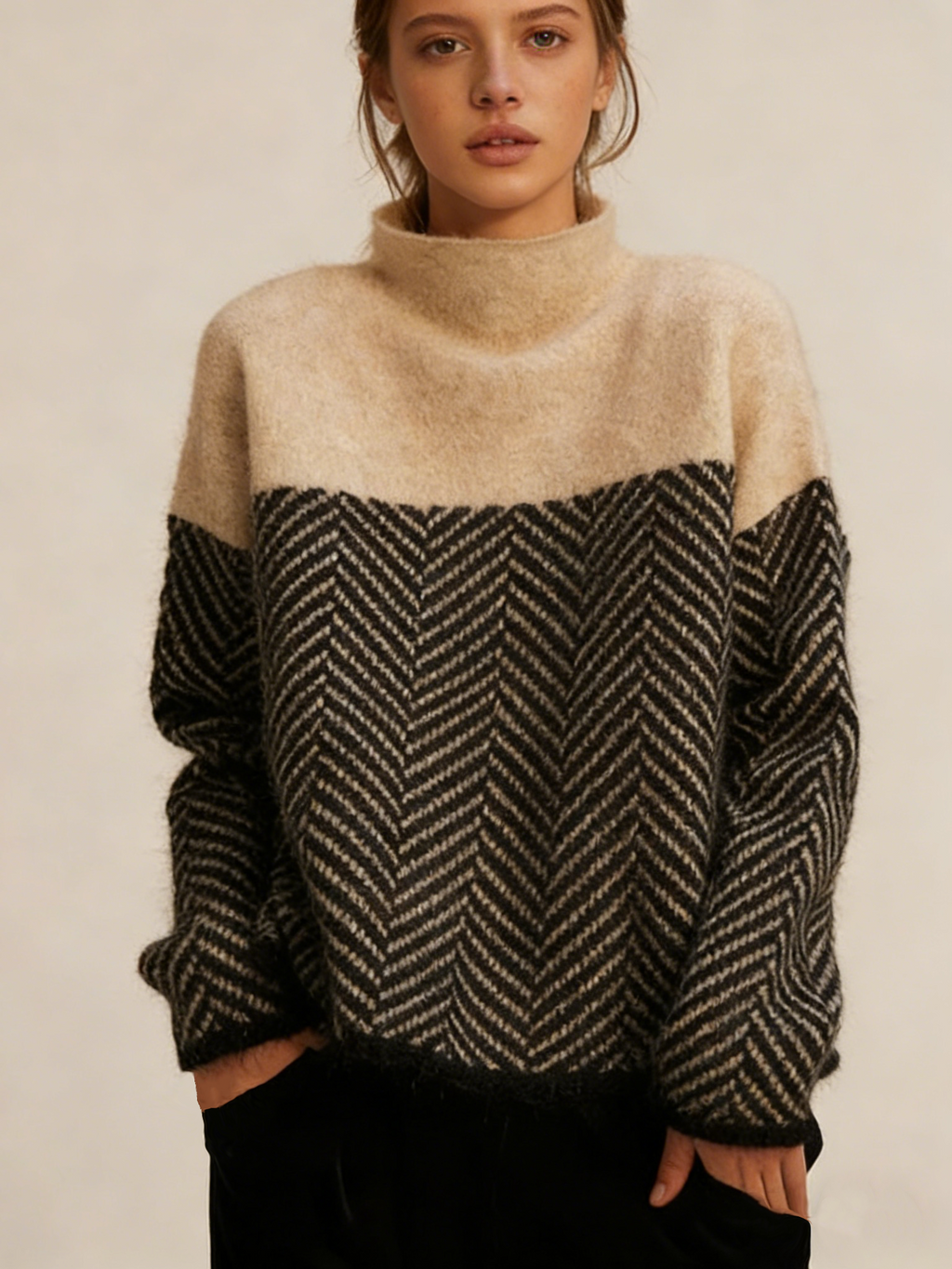 ADERLINE HERRINGBONE KNIT SWEATER