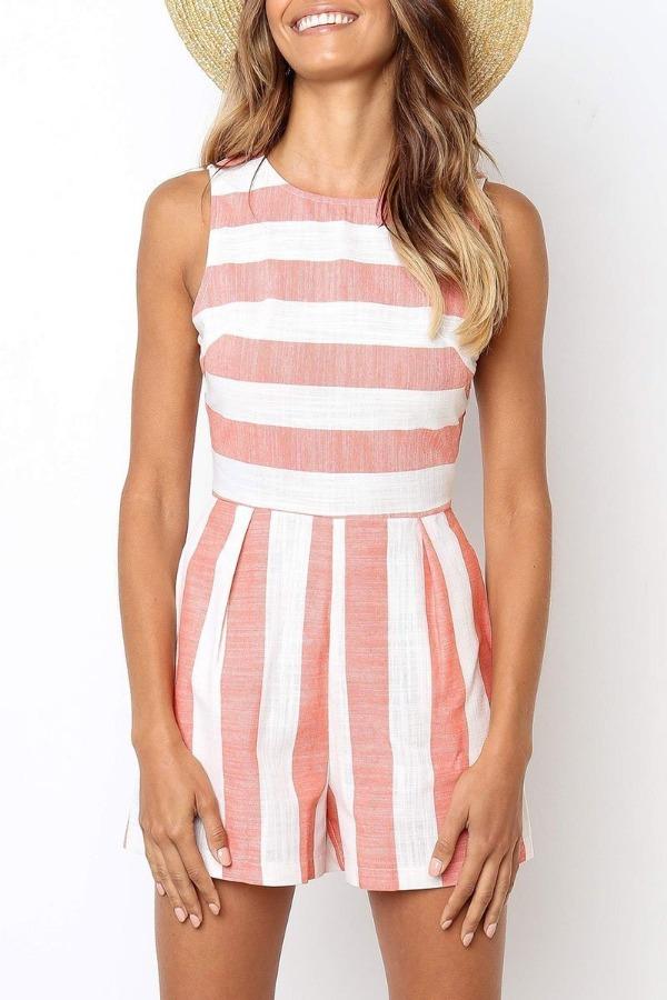 Lunimesd Sleeveless Striped Romper(3 Colors)