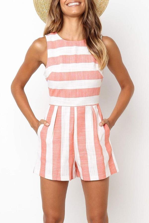 Lunimesd Sleeveless Striped Romper(3 Colors)