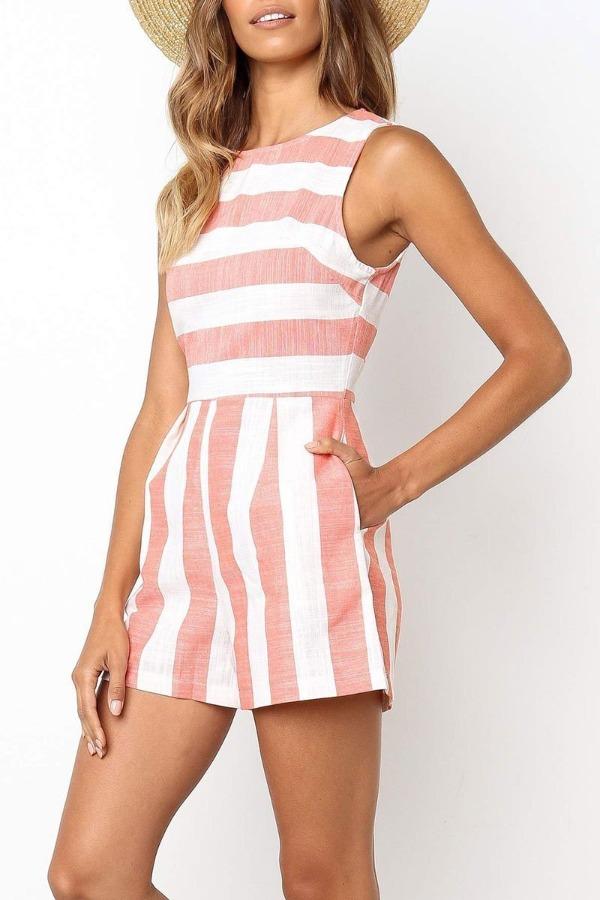Lunimesd Sleeveless Striped Romper(3 Colors)