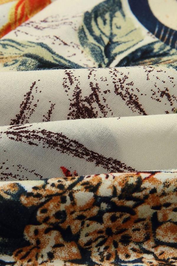 Lunimesd Short Sleeve Floral Printed Lace-up Dress