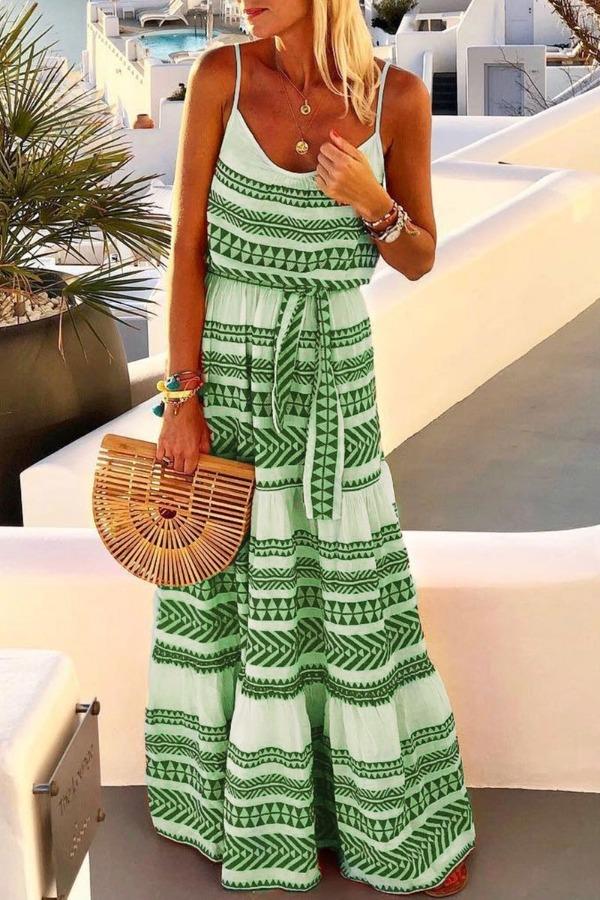 Lunimesd Geometric Printed Maxi Dress (2 Colors)