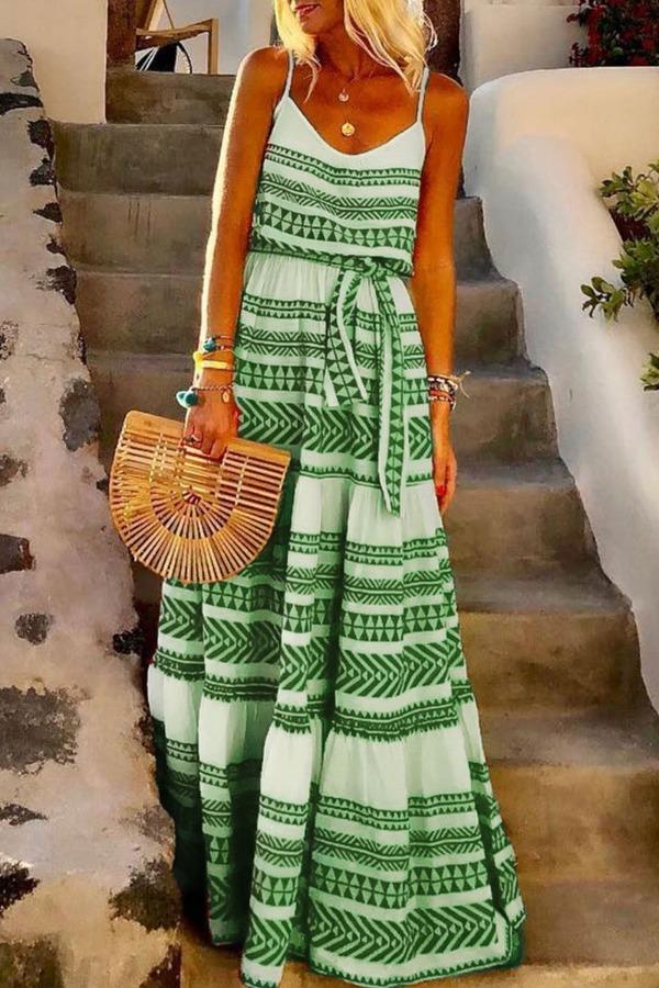 Lunimesd Geometric Printed Maxi Dress (2 Colors)