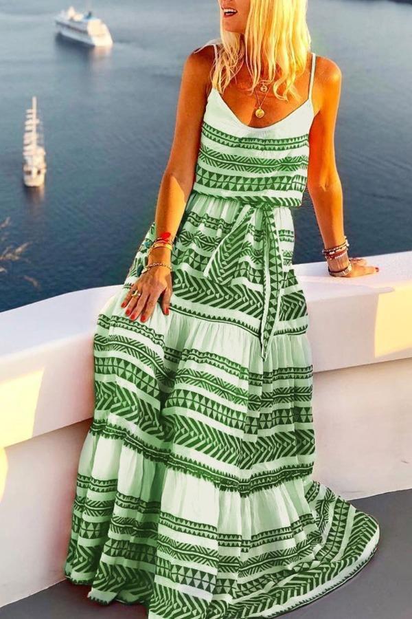 Lunimesd Geometric Printed Maxi Dress (2 Colors)