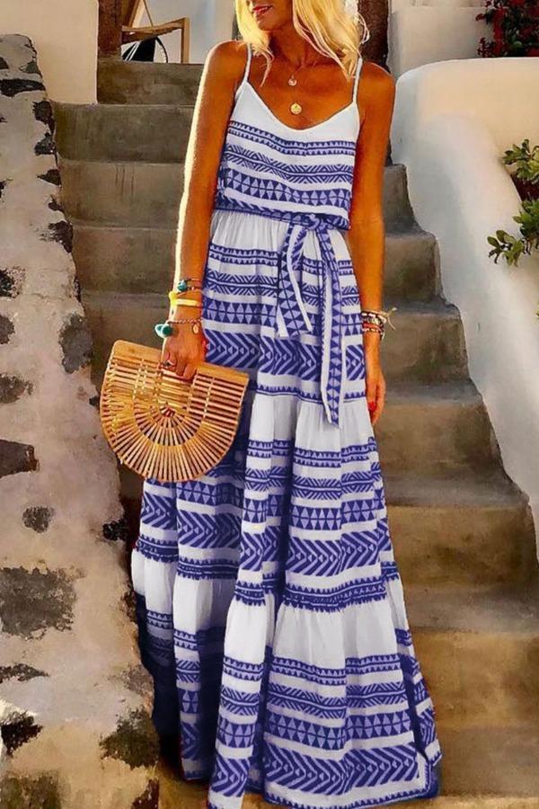 Lunimesd Geometric Printed Maxi Dress (2 Colors)