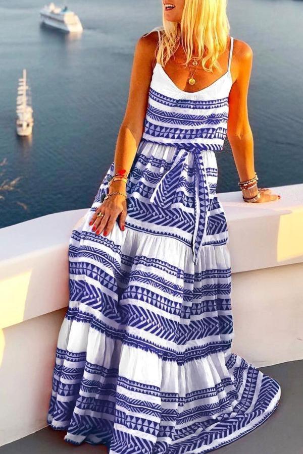 Lunimesd Geometric Printed Maxi Dress (2 Colors)