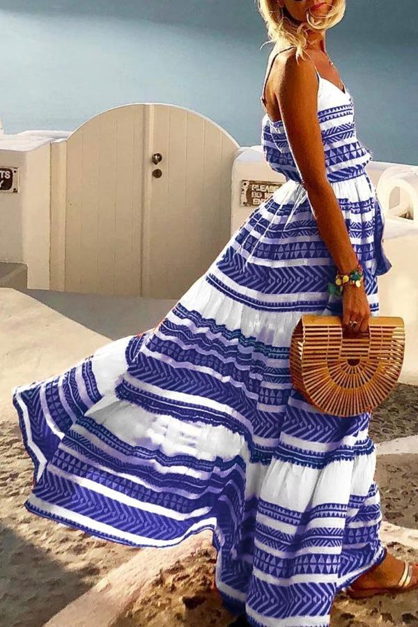 Lunimesd Geometric Printed Maxi Dress (2 Colors)