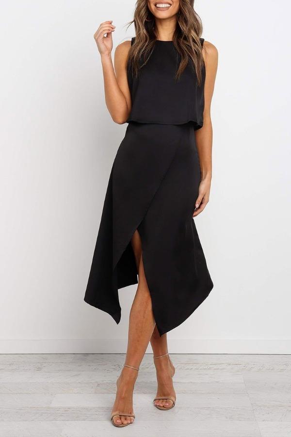 Lunimesd Fashion O-Neck Open Two-Piece Dress