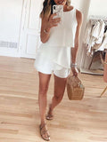 Lunimesd O Neck Ruffle White Romper（4 colors）
