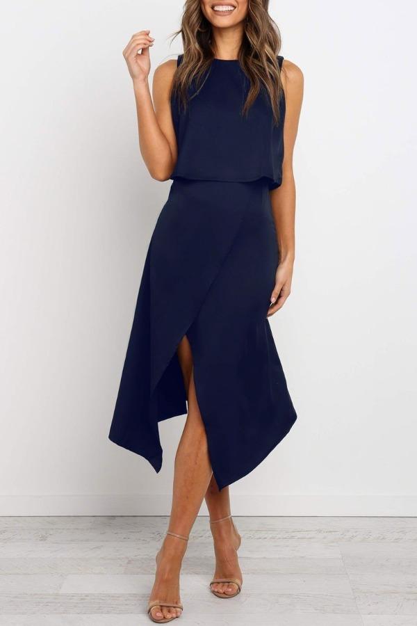 Lunimesd Fashion O-Neck Open Two-Piece Dress