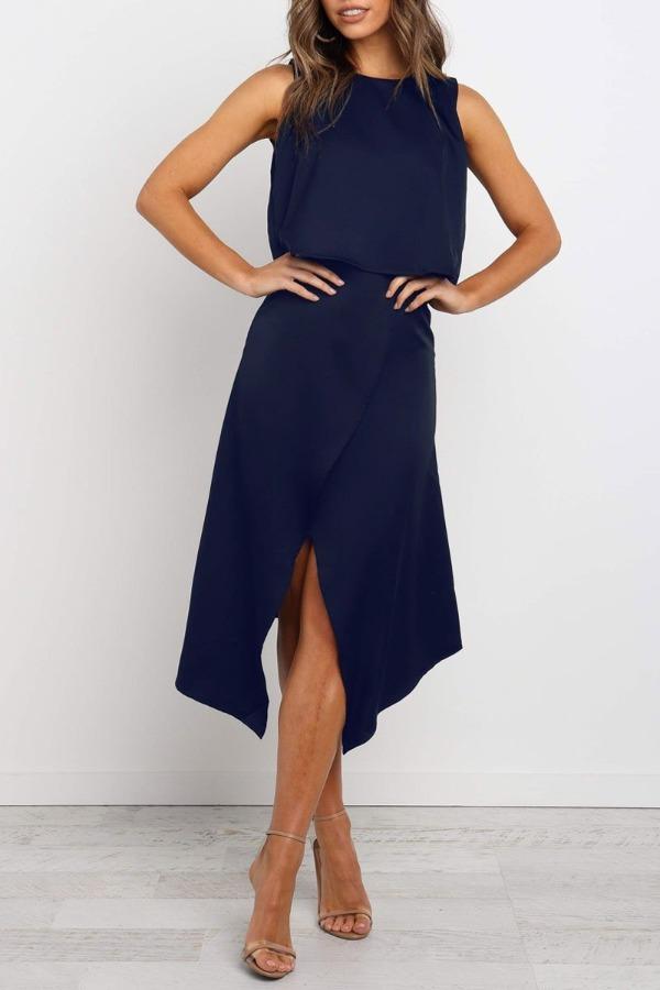 Lunimesd Fashion O-Neck Open Two-Piece Dress