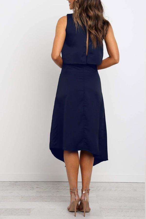 Lunimesd Fashion O-Neck Open Two-Piece Dress