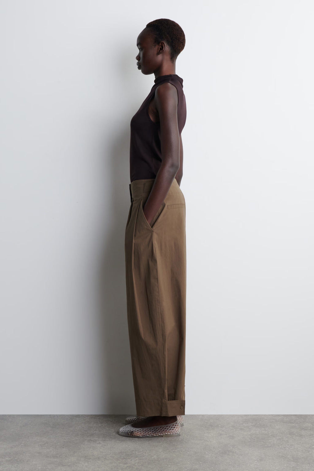 COTTON BARREL-LEG TROUSERS