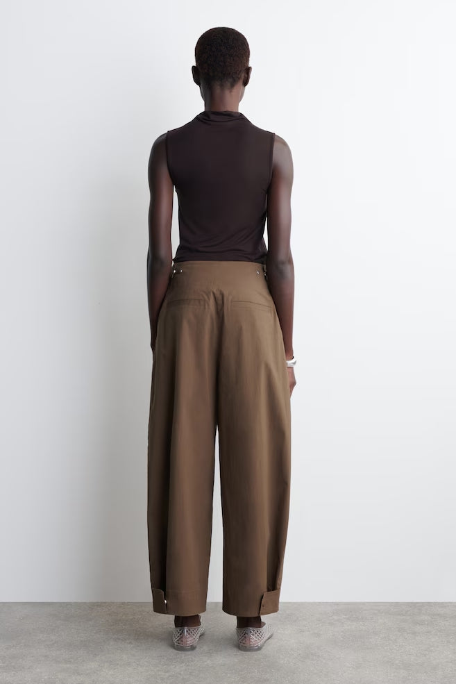 COTTON BARREL-LEG TROUSERS