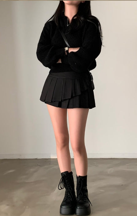 FLUFFY COLLAR KNIT - OLIVE