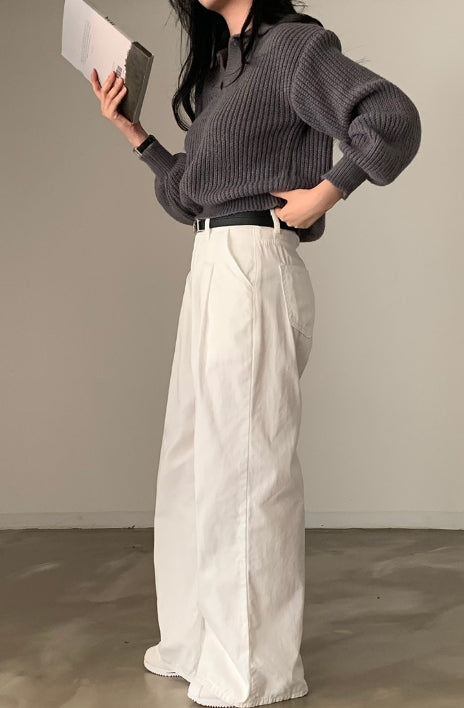 FLUFFY COLLAR KNIT - OLIVE