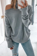 LunimesdTurtleneck Cold Shoulder Solid Knit Pullovers