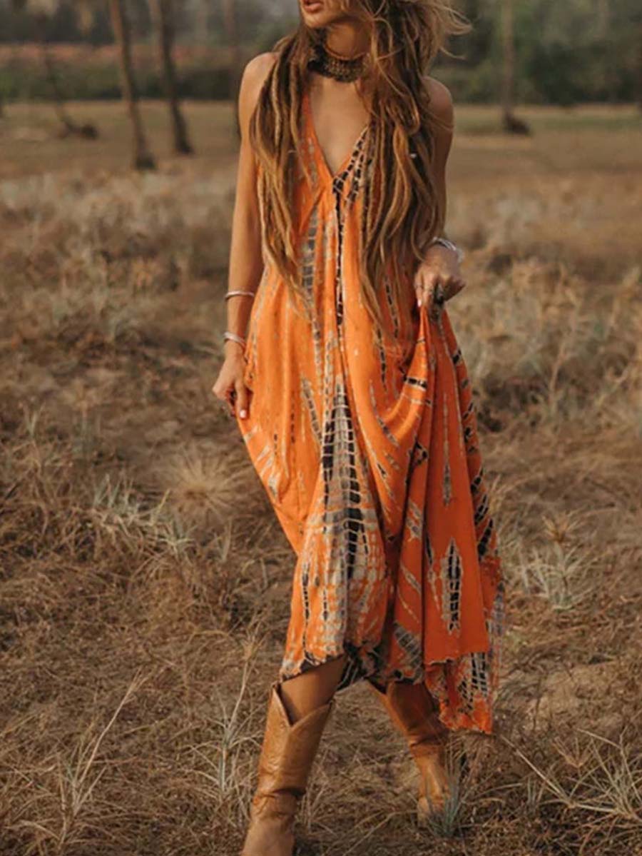 Lunimesd V-Neck Printed Camisole Dress