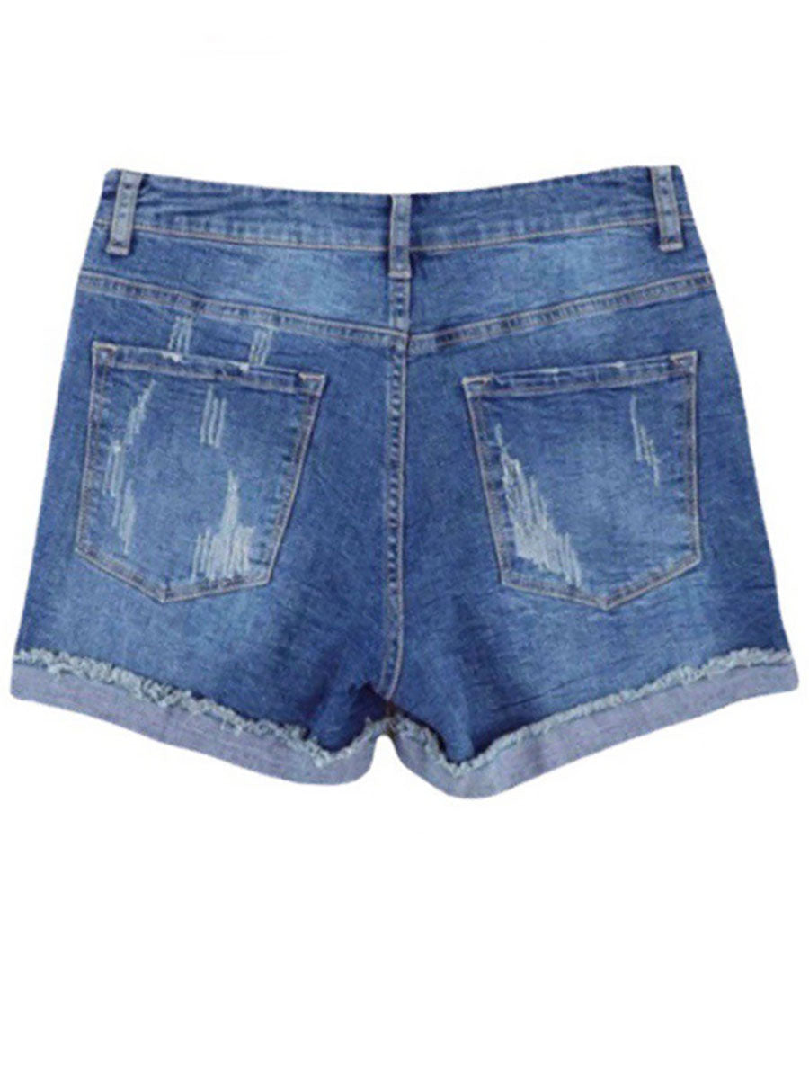 Lunimesd National Flag Torn Denim Shorts